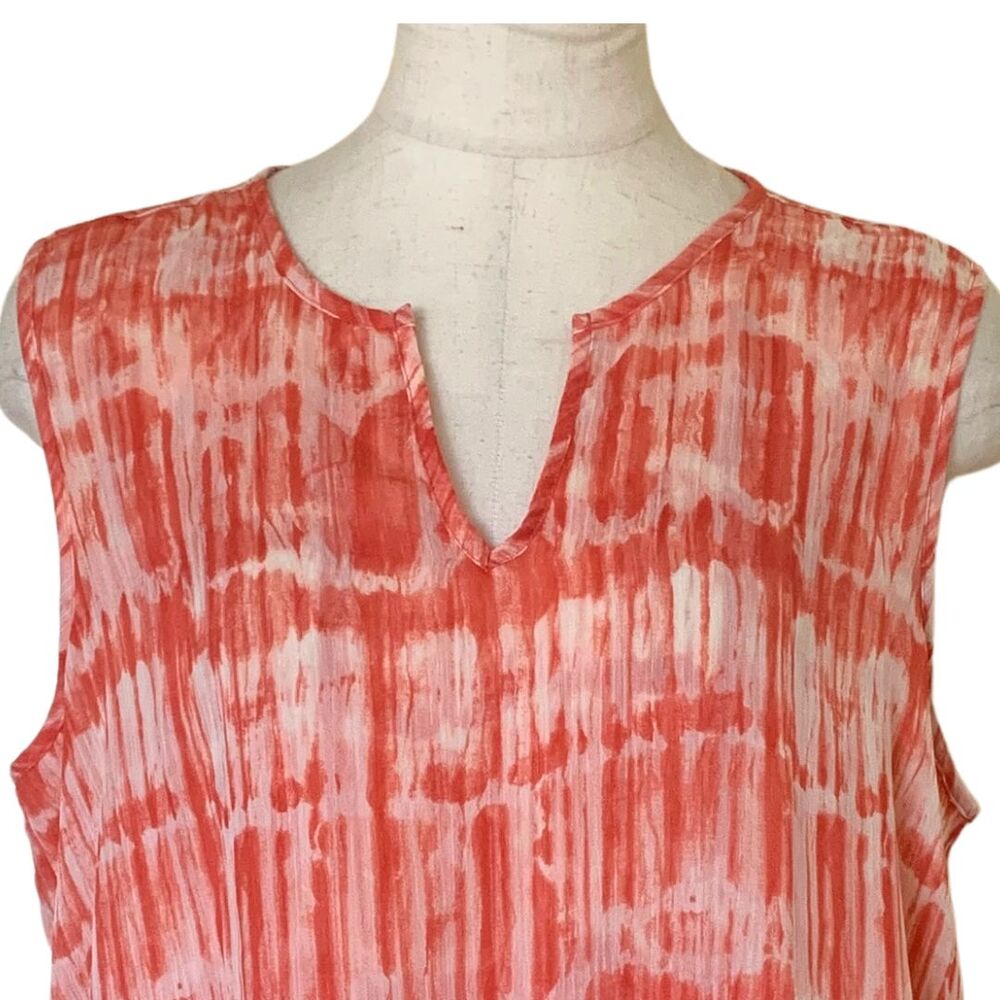 Christine B Tie-Dye Coral Sleeveless Top Women’s Size M Polyester Summer - Picture 2 of 8